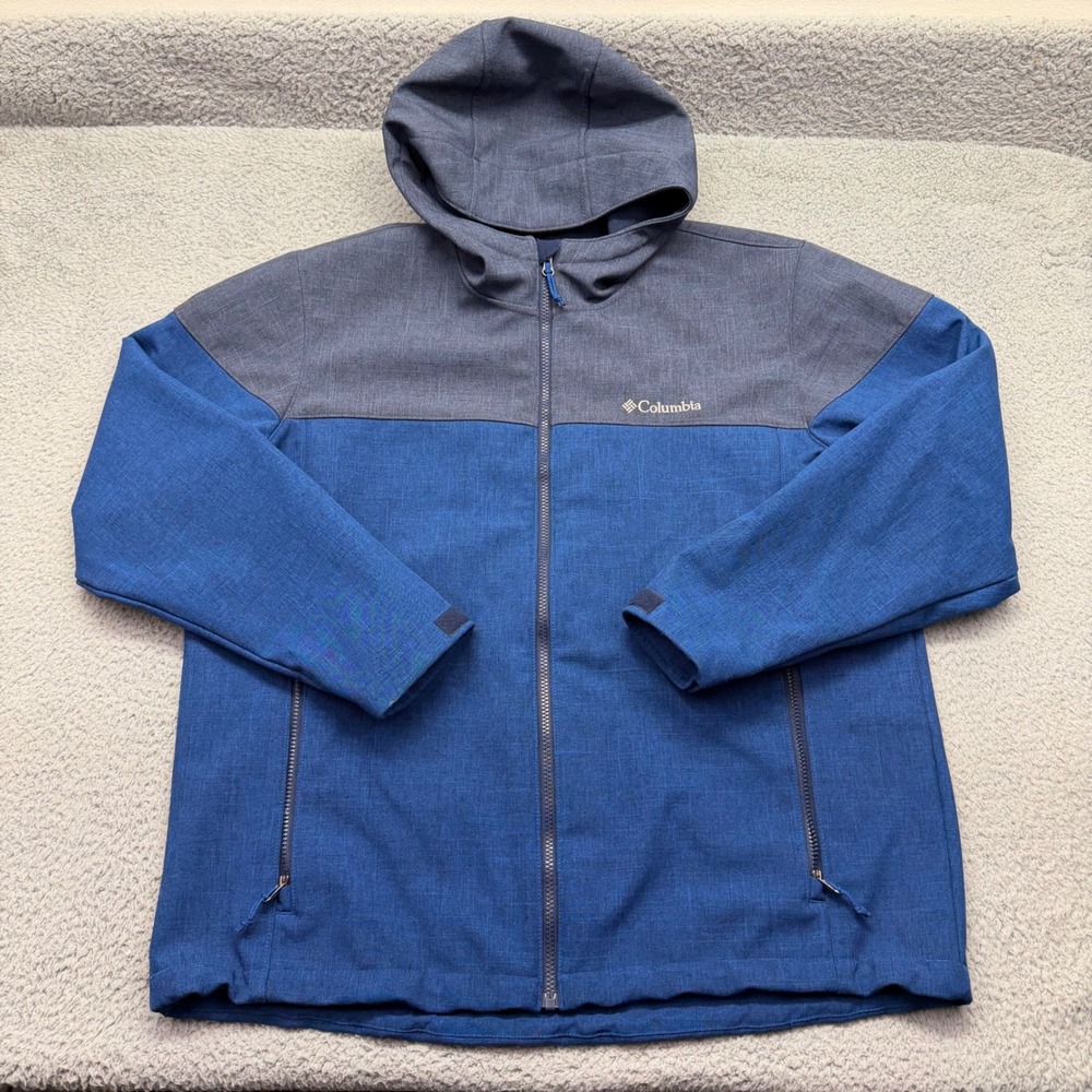 Columbia Sportswear XM0034 Mens XL Lucky Find Blue Grey Full Zip Hooded Jacket‎